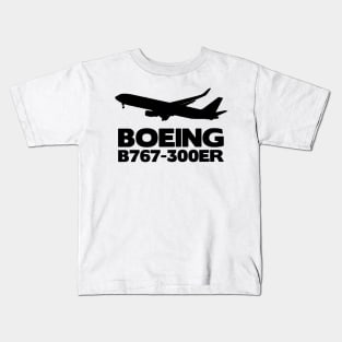 Boeing B767-300ER Silhouette Print (Black) Kids T-Shirt